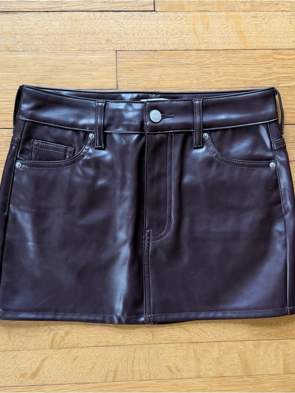 PacSun Faux Leather Mini Skirt in Deep Chocolate Brown 24